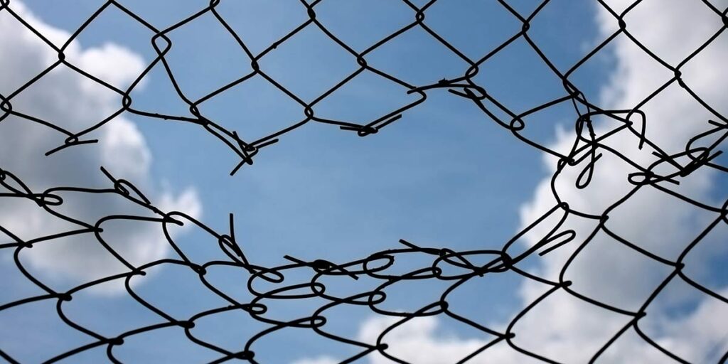 A Breakthrough Through A Wire Fence